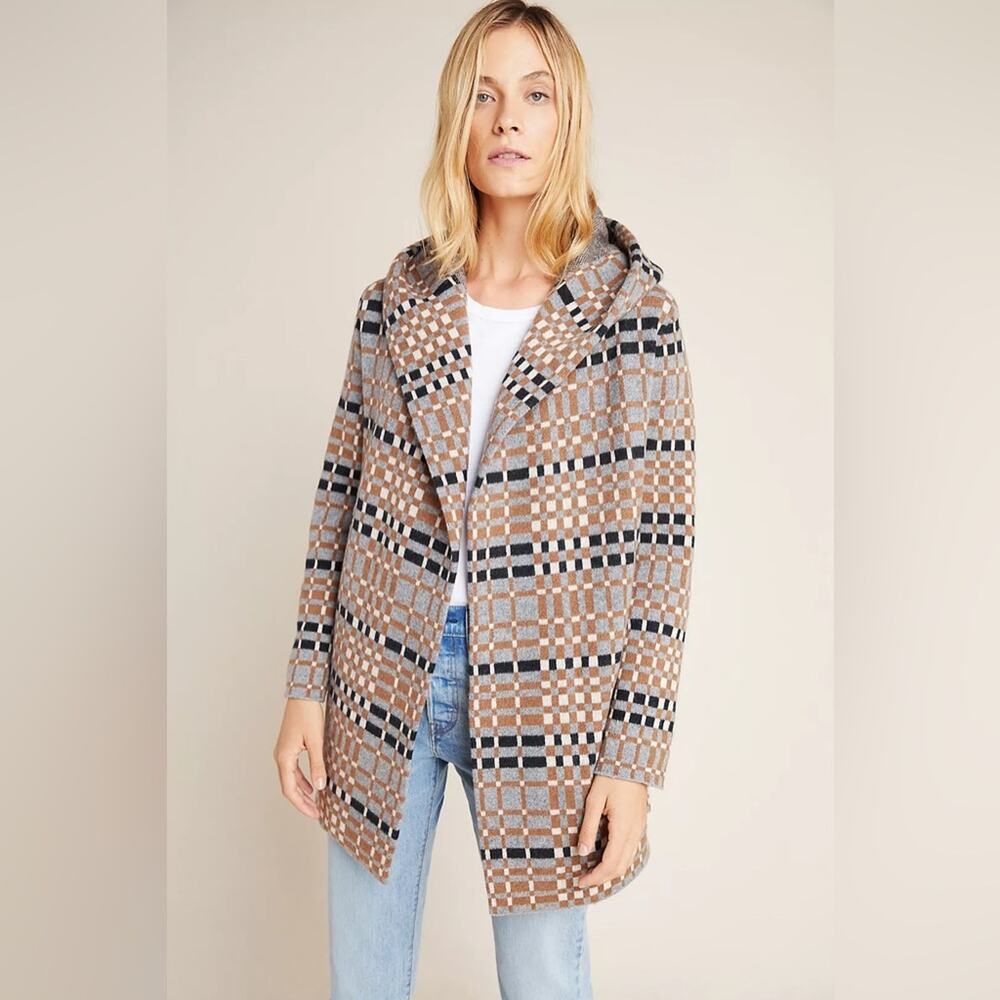 Anthropologie Field Flower Wool Josefa Hooded Open Sweater Coat, Women’s Size XS